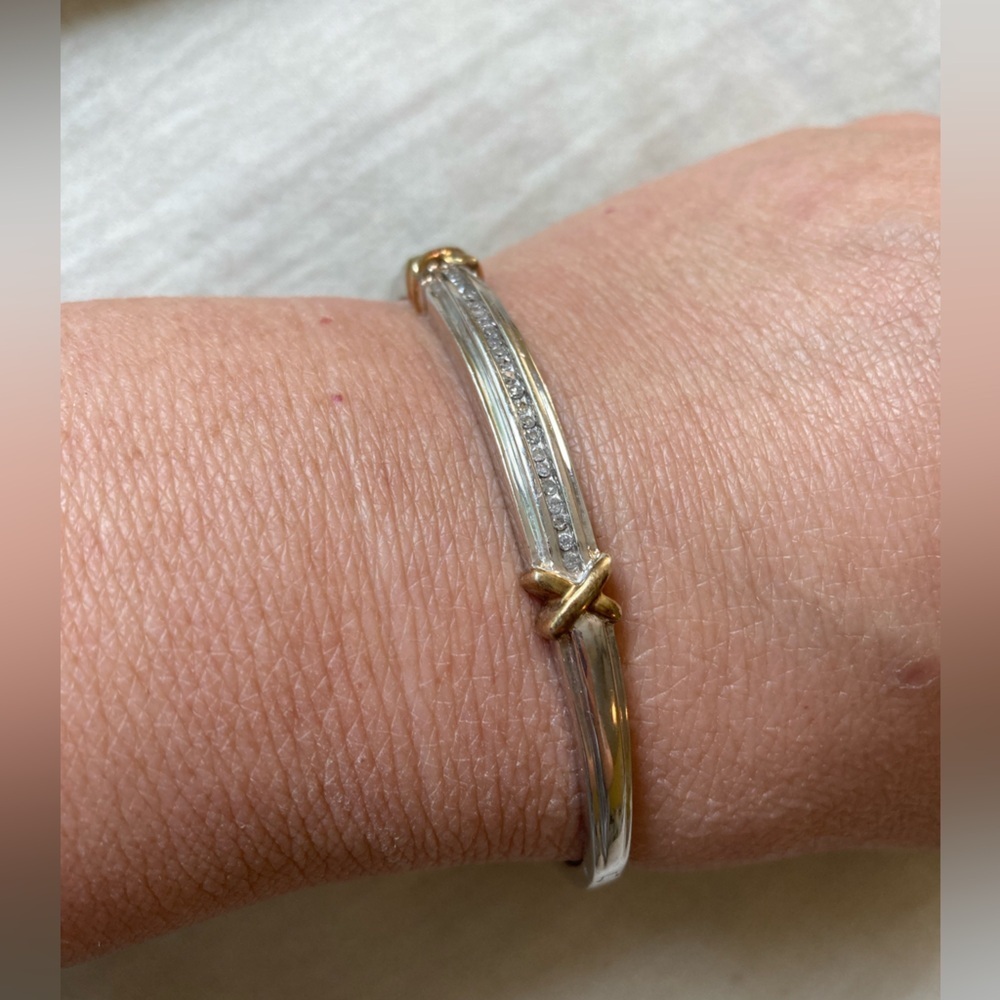 Diamonds 1/5ctw Sterling Silver 925 Spring‎ Hinged Bracelet Safety Clasp X - Picture 10 of 14